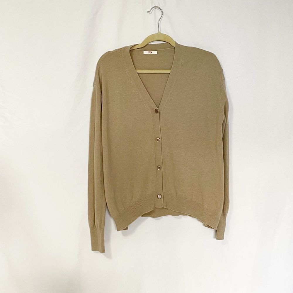 Pen Beige Lightweight V Neck Cardigan XL - Picture 4 of 8